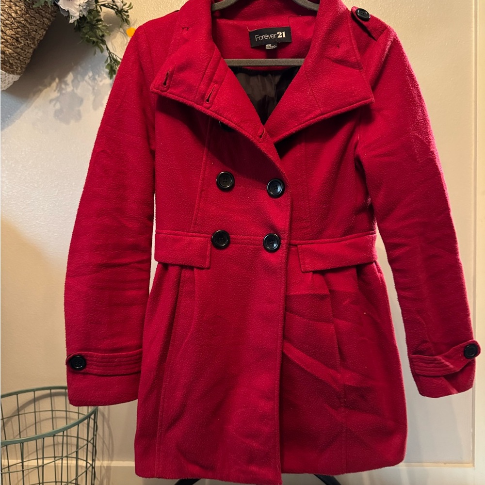 Forever 21 Red Peacoat Size Medium